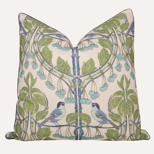 22x22 Birds and Cherries Green/Blue