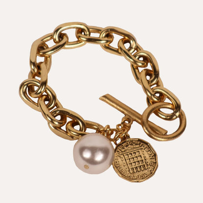 Pearl Medallion Chain Bracelet