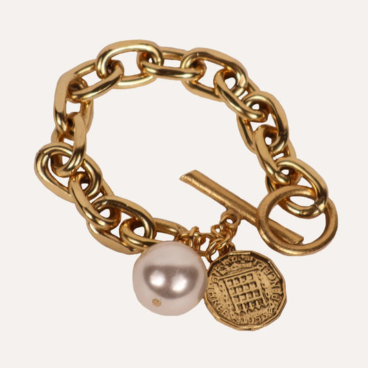 Pearl Medallion Chain Bracelet