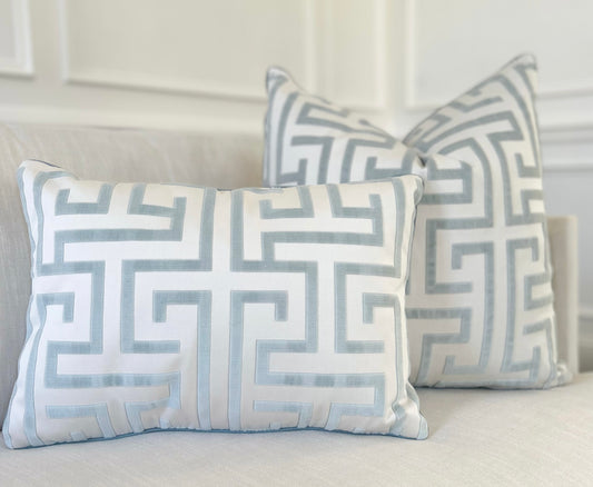 Greek Key Pillow (blue)