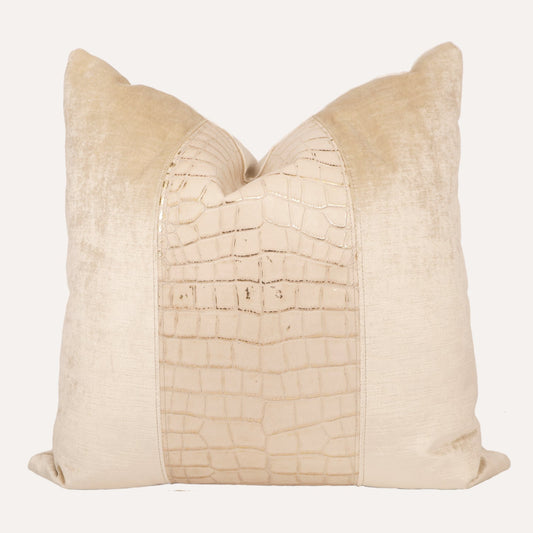 Oyster Velvet with Embossed Croc Center